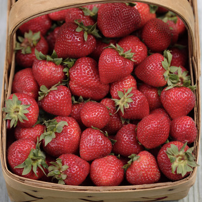 Fresh, red strawberries in basket