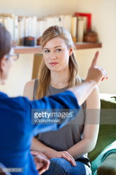 Woman undergoing EMDR (Eye Movement Desensitization and Reprocessing) therapy.