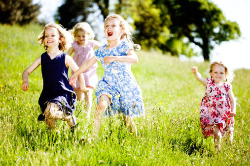 Four friends playing