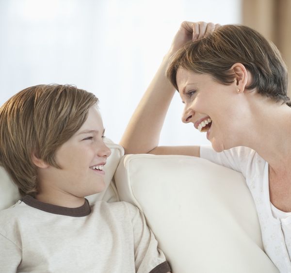 Mother talking with child