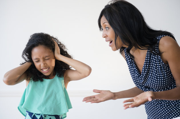 Daughter ignoring yelling mother