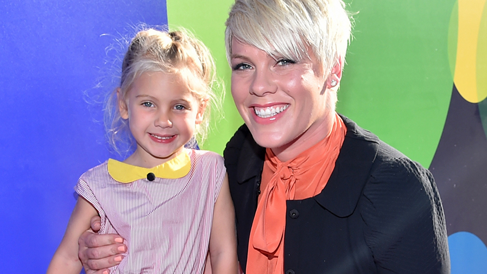 HOLLYWOOD, CA - JUNE 08: Recording artist Pink (R) and daughter attend the Los Angeles Premiere and Party for DisneyÂ•PixarÂ’s INSIDE OUT at El Capitan Theatre on June 8, 2015 in Hollywood, California.  (Photo by Alberto E. Rodriguez/Getty Images for Disney)