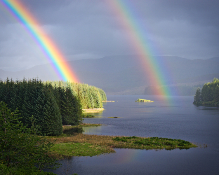 A fantastic double rainbow over Loch Laggan.